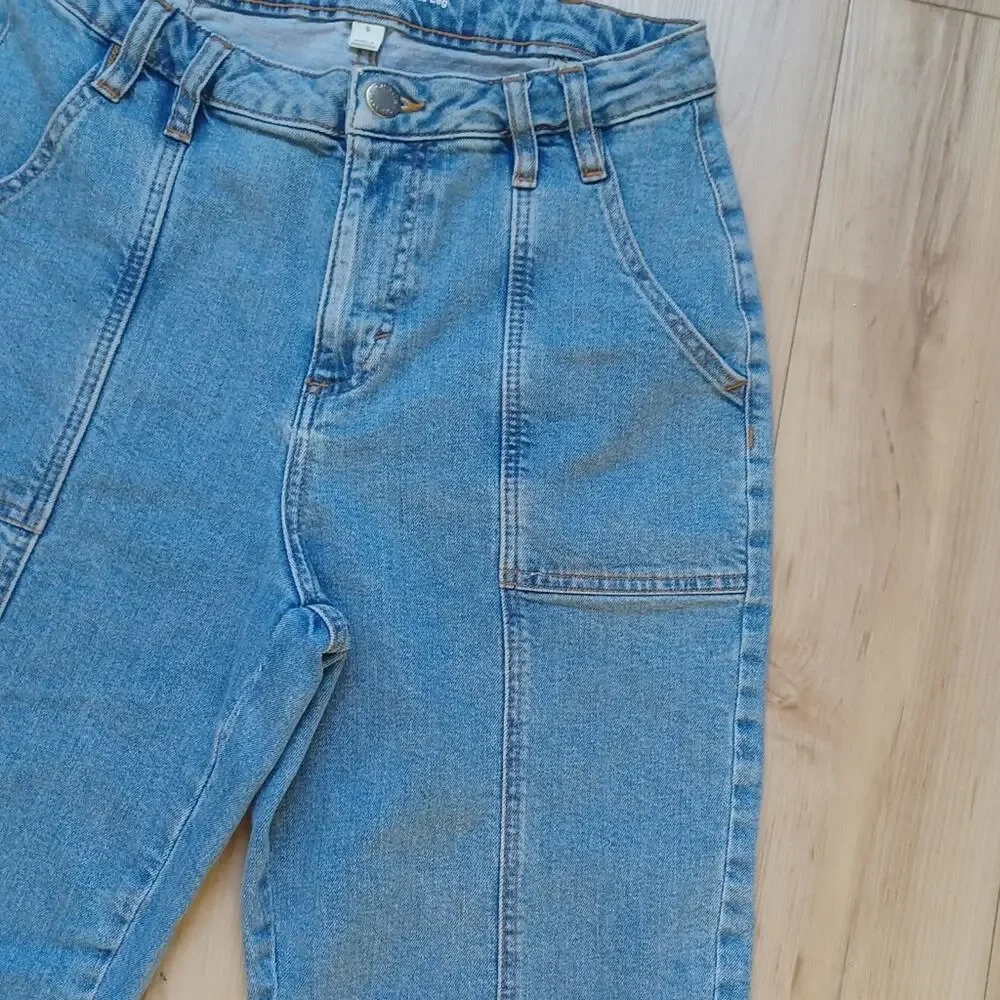 On 34th Macy's Wide Leg Carpenter Jeans Light Wash Blue Size 6 EUC - Picture 6 of 12
